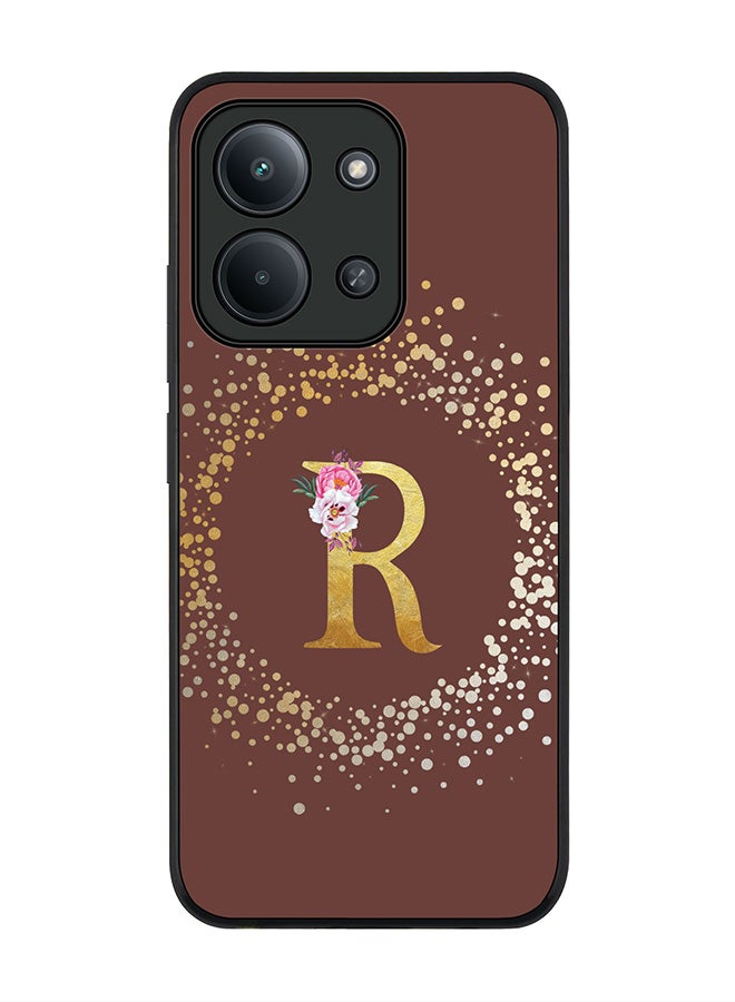 For Xiaomi Redmi 15C 4G Case,Slim fit Camera Protection, Shockproof Thin Phone cover  - Custom Monogram Floral - R  (Brown )